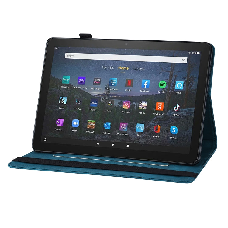 For Amazon Kindle Fire HD 10 / 10 Plus 2021 Big Butterfly Embossed Leather Tablet Case(Blue)