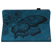 For Amazon Kindle Fire HD 10 / 10 Plus 2021 Big Butterfly Embossed Leather Tablet Case(Blue)