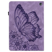 For Amazon Kindle Fire HD 10 / 10 Plus 2021 Big Butterfly Embossed Leather Tablet Case(Purple)