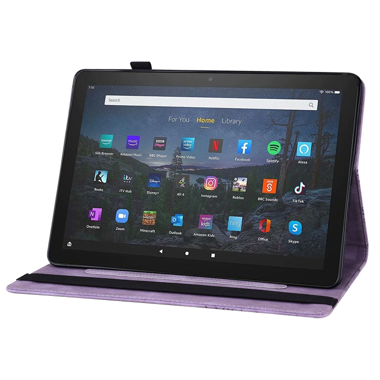 For Amazon Kindle Fire HD 10 / 10 Plus 2021 Big Butterfly Embossed Leather Tablet Case(Purple)