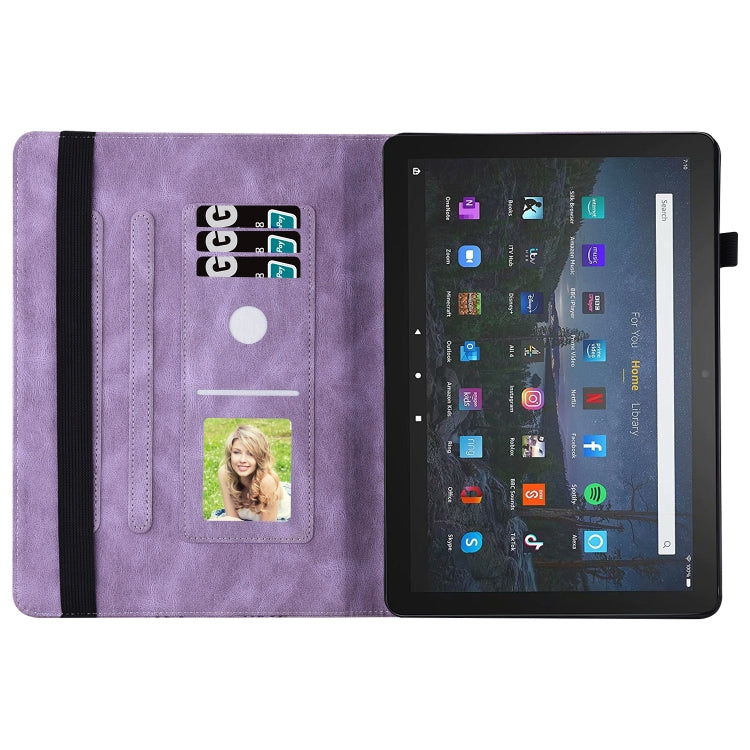 For Amazon Kindle Fire HD 10 / 10 Plus 2021 Big Butterfly Embossed Leather Tablet Case(Purple)