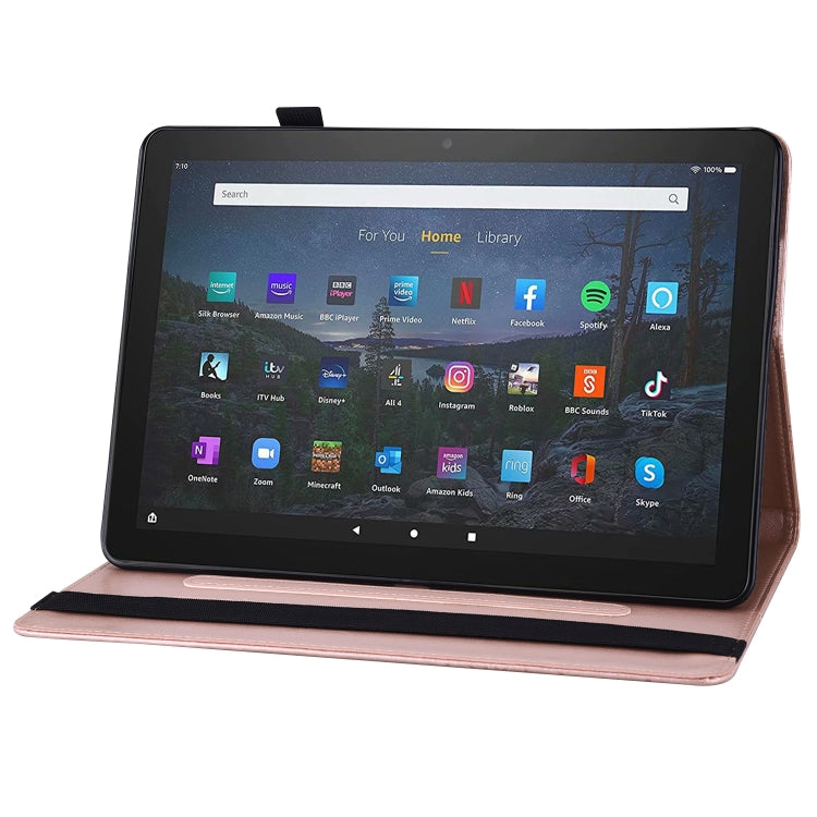 For Amazon Kindle Fire HD 10 / 10 Plus 2021 Big Butterfly Embossed Leather Tablet Case(Rose Gold)