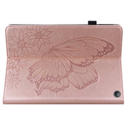 For Amazon Kindle Fire HD 10 / 10 Plus 2021 Big Butterfly Embossed Leather Tablet Case(Rose Gold)