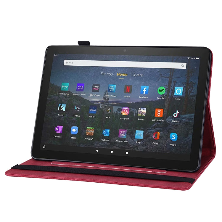 For Amazon Kindle Fire HD 10 / 10 Plus 2021 Big Butterfly Embossed Leather Tablet Case(Red)