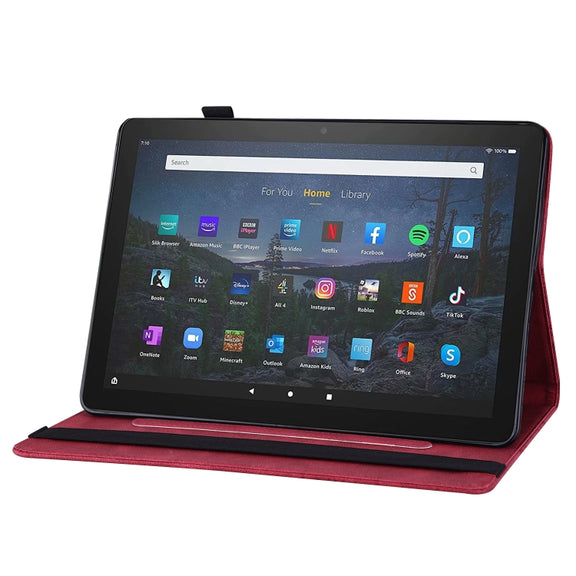 For Amazon Kindle Fire HD 10 / 10 Plus 2021 Big Butterfly Embossed Leather Tablet Case(Red)