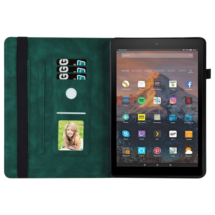 For Amazon Kindle Fire HD 10 2019 / 2017 Big Butterfly Embossed Smart Leather Tablet Case(Green)