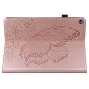 For Amazon Kindle Fire HD 10 2019 / 2017 Big Butterfly Embossed Smart Leather Tablet Case(Rose Gold)