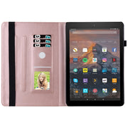 For Amazon Kindle Fire HD 10 2019 / 2017 Big Butterfly Embossed Smart Leather Tablet Case(Rose Gold)