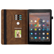 For Amazon Kindle Fire HD 10 2019 / 2017 Big Butterfly Embossed Smart Leather Tablet Case(Brown)