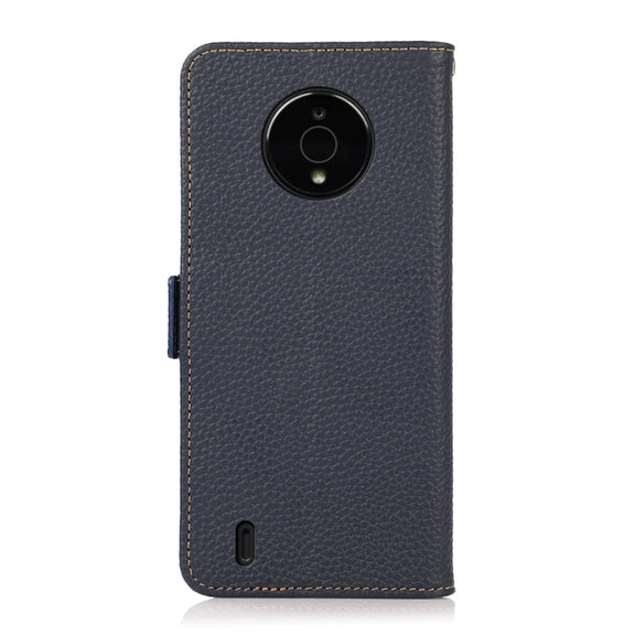 For Nokia C200 KHAZNEH Side-Magnetic Litchi Genuine Leather RFID Phone Case(Blue)