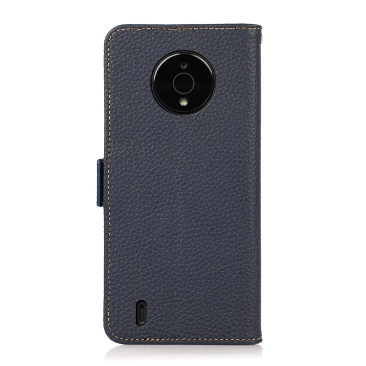 For Nokia C200 KHAZNEH Side-Magnetic Litchi Genuine Leather RFID Phone Case(Blue)
