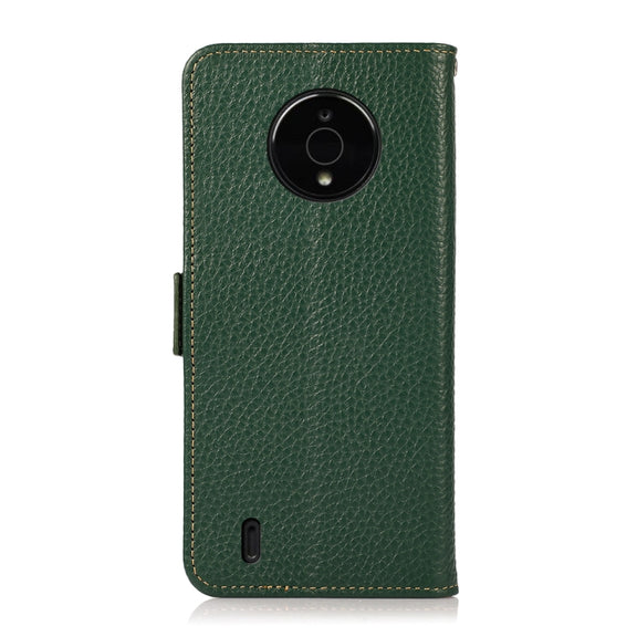 For Nokia C200 KHAZNEH Side-Magnetic Litchi Genuine Leather RFID Phone Case(Green)