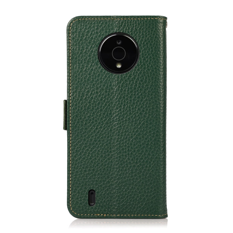 For Nokia C200 KHAZNEH Side-Magnetic Litchi Genuine Leather RFID Phone Case(Green)