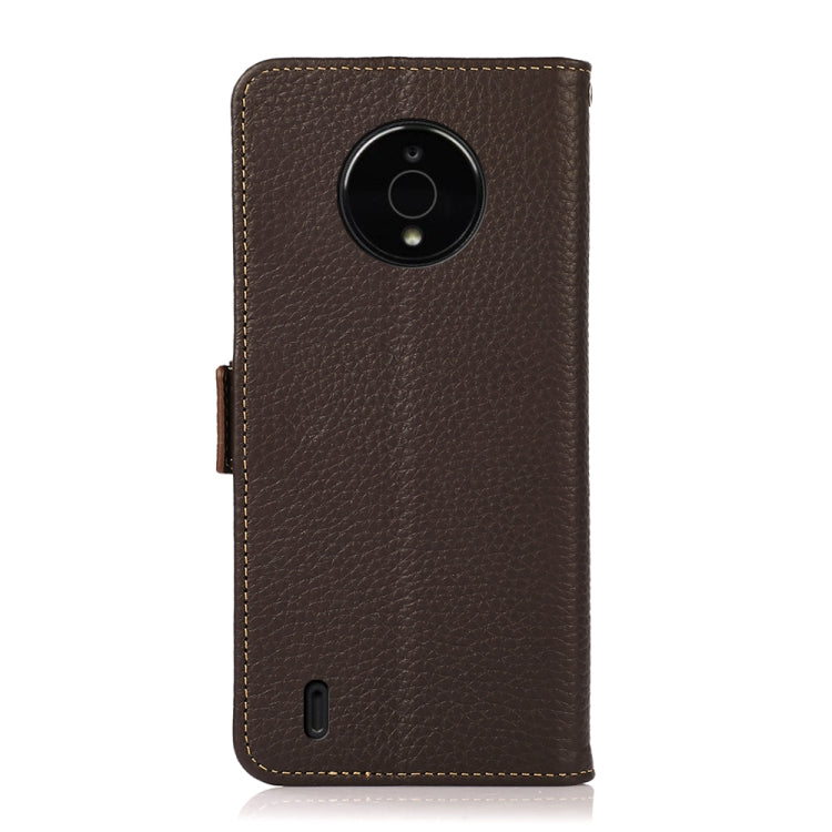 For Nokia C200 KHAZNEH Side-Magnetic Litchi Genuine Leather RFID Phone Case(Brown)