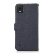 For Nokia C2 2nd Edition KHAZNEH Side-Magnetic Litchi Genuine Leather RFID Phone Case(Blue)