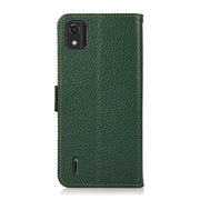 For Nokia C2 2nd Edition KHAZNEH Side-Magnetic Litchi Genuine Leather RFID Phone Case(Green)