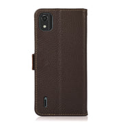 For Nokia C2 2nd Edition KHAZNEH Side-Magnetic Litchi Genuine Leather RFID Phone Case(Brown)