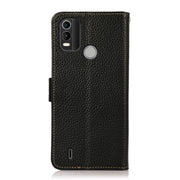 For Nokia C21 Plus KHAZNEH Side-Magnetic Litchi Genuine Leather RFID Phone Case(Black)