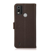 For Nokia C21 Plus KHAZNEH Side-Magnetic Litchi Genuine Leather RFID Phone Case(Brown)