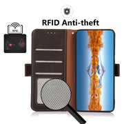 For Nokia C21 Plus KHAZNEH Side-Magnetic Litchi Genuine Leather RFID Phone Case(Brown)