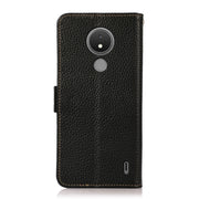 For Nokia C21 KHAZNEH Side-Magnetic Litchi Genuine Leather RFID Phone Case(Black)