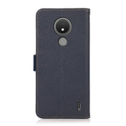 For Nokia C21 KHAZNEH Side-Magnetic Litchi Genuine Leather RFID Phone Case(Blue)