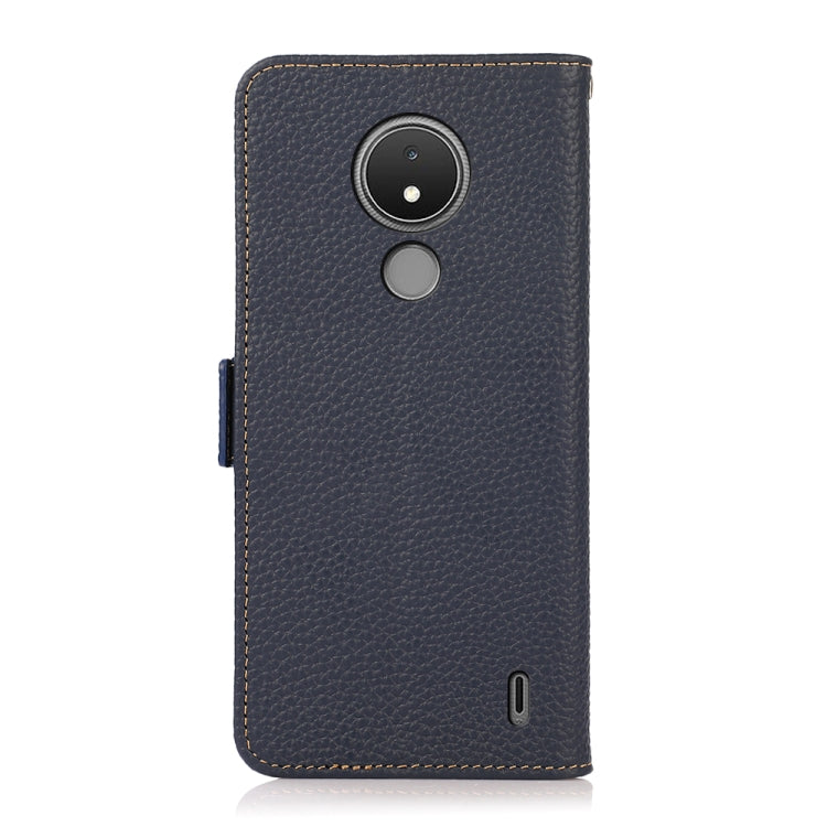 For Nokia C21 KHAZNEH Side-Magnetic Litchi Genuine Leather RFID Phone Case(Blue)