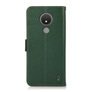 For Nokia C21 KHAZNEH Side-Magnetic Litchi Genuine Leather RFID Phone Case(Green)