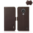 For Nokia C21 KHAZNEH Side-Magnetic Litchi Genuine Leather RFID Phone Case(Brown) - Nokia Cases by PMC TechLife | Online Shopping South Africa | PMC TechLife | Buy Now Pay Later Mobicred