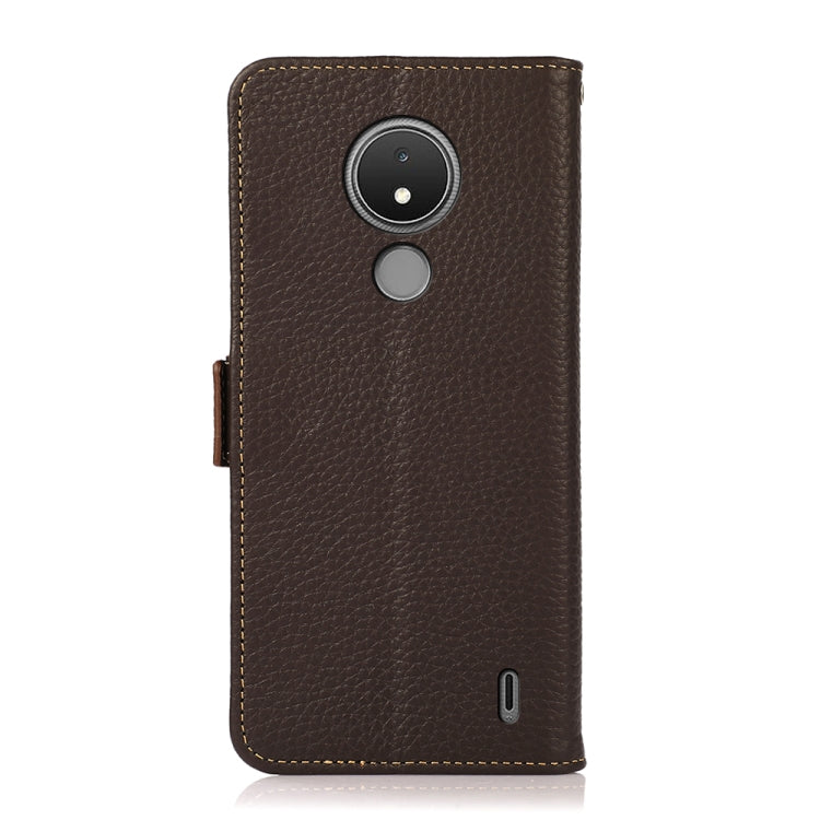 For Nokia C21 KHAZNEH Side-Magnetic Litchi Genuine Leather RFID Phone Case(Brown)