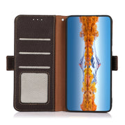 For Nokia C21 KHAZNEH Side-Magnetic Litchi Genuine Leather RFID Phone Case(Brown)