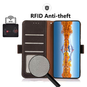 For Nokia C21 KHAZNEH Side-Magnetic Litchi Genuine Leather RFID Phone Case(Brown)