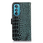 For Motorola Edge 30 5G Crocodile Top Layer Cowhide Leather Phone Case(Green)