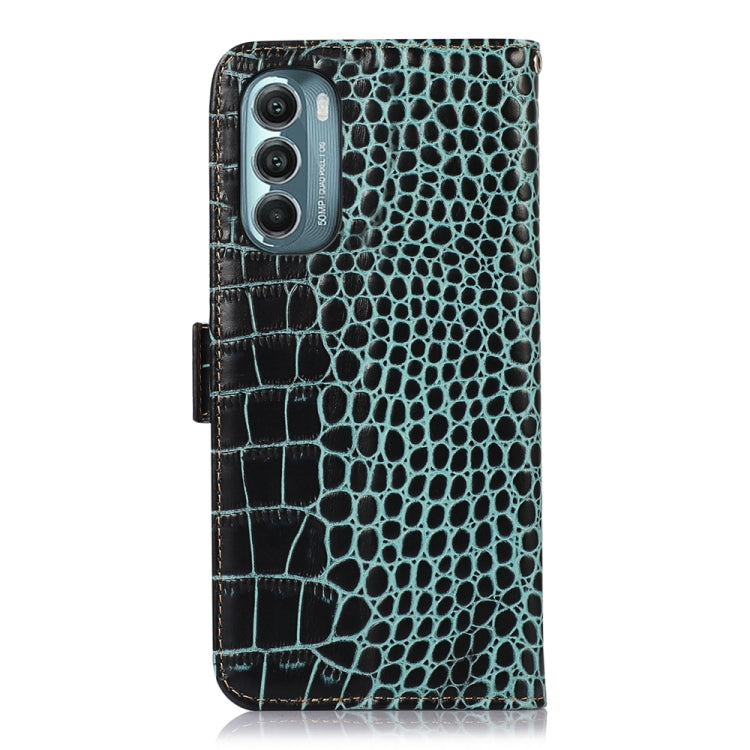 For Motorola Moto G Stylus 5G 2022 Crocodile Top Layer Cowhide Leather Phone Case(Green)