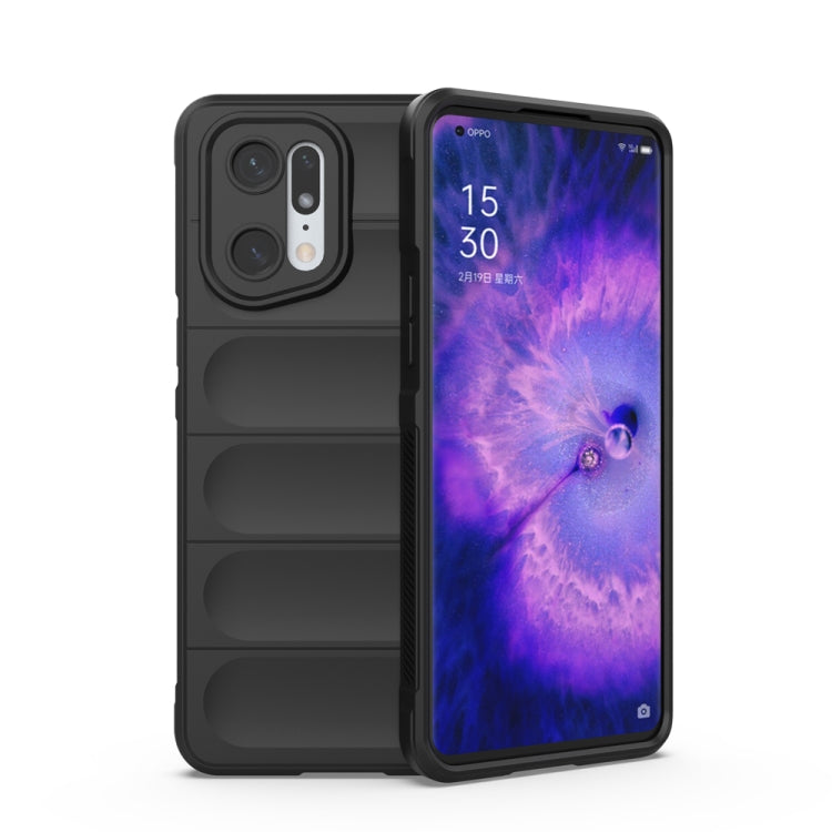 For OPPO Find X5 Pro Magic Shield TPU + Flannel Phone Case(Black)