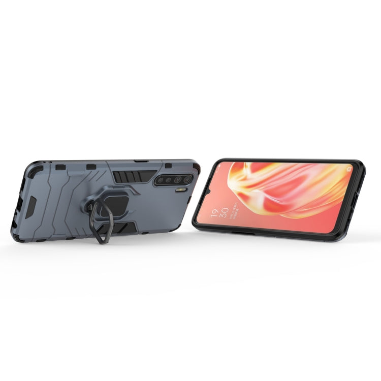 For OPPO A91 PC + TPU Shockproof Protective Case with Magnetic Ring Holder(Navy Blue)