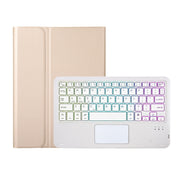 For Samsung Galaxy Tab A8 10.5 (2021) A08B-AS Lambskin Texture Backlight Bluetooth Keyboard Leather Tablet Case(Gold)