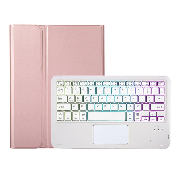 For Samsung Galaxy Tab S6 Lite A610B-AS Lambskin Texture Backlight Bluetooth Keyboard Leather Tablet Case(Rose Gold)