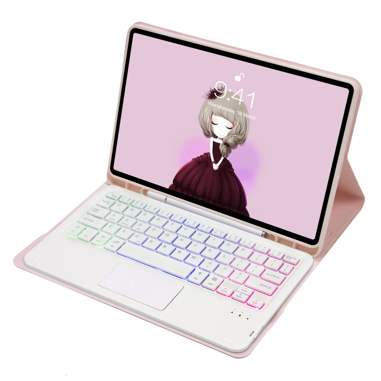 For Samsung Galaxy Tab S8 / S7 A700B-AS Candy Color Backlight Bluetooth Keyboard Leather Tablet Case(Pink)