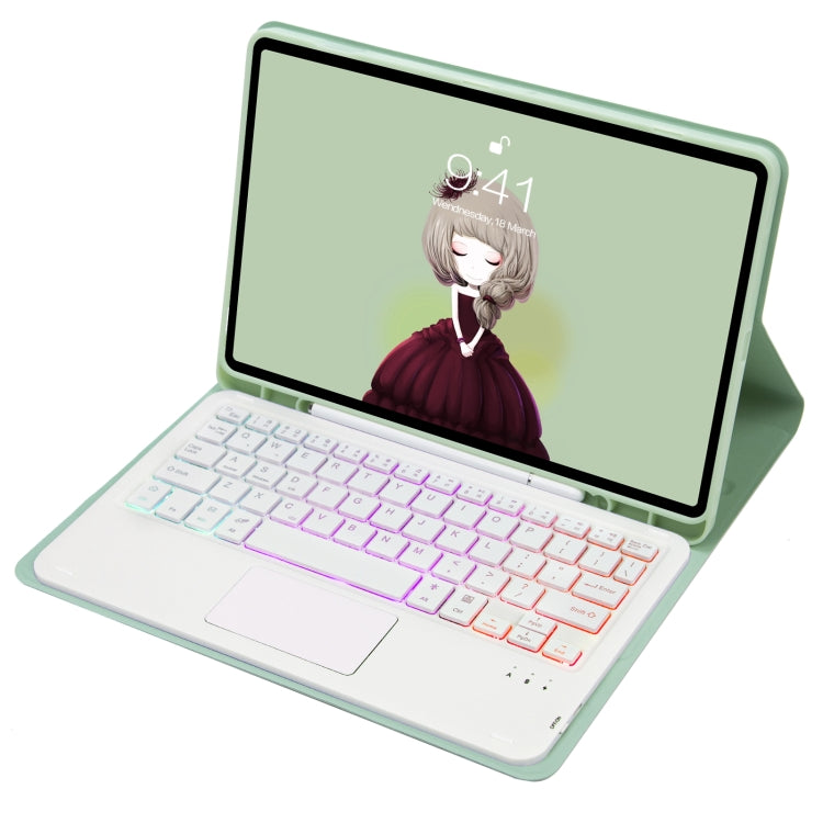 For Samsung Galaxy Tab S8 / S7 A700B-AS Candy Color Backlight Bluetooth Keyboard Leather Tablet Case(Light Green)