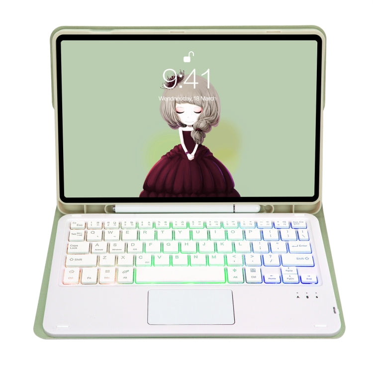 For Samsung Galaxy Tab S8 / S7 A700B-AS Candy Color Backlight Bluetooth Keyboard Leather Tablet Case(Light Green)