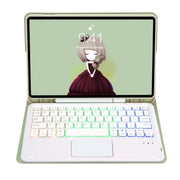 For Samsung Galaxy Tab S8 / S7 A700B-AS Candy Color Backlight Bluetooth Keyboard Leather Tablet Case(Light Green)