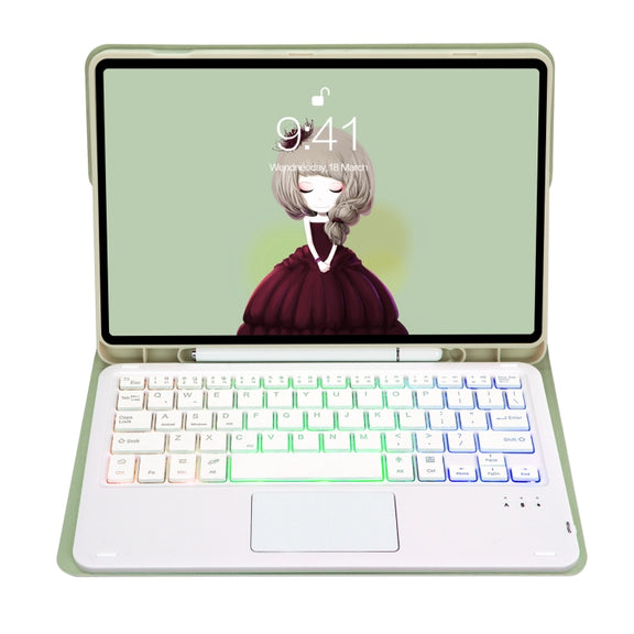 For Samsung Galaxy Tab S8 / S7 A700B-AS Candy Color Backlight Bluetooth Keyboard Leather Tablet Case(Light Green)