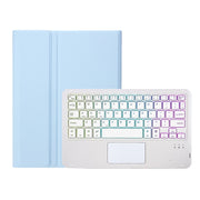 For Samsung Galaxy Tab S8 / S7 A700B-AS Candy Color Backlight Bluetooth Keyboard Leather Tablet Case(White Ice)