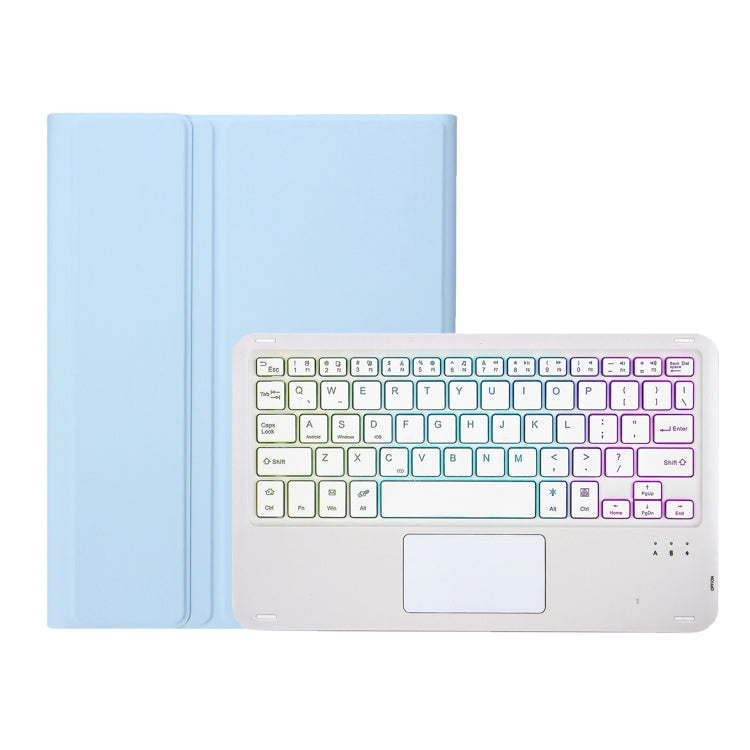 For Samsung Galaxy Tab S8 / S7 A700B-AS Candy Color Backlight Bluetooth Keyboard Leather Tablet Case(White Ice)