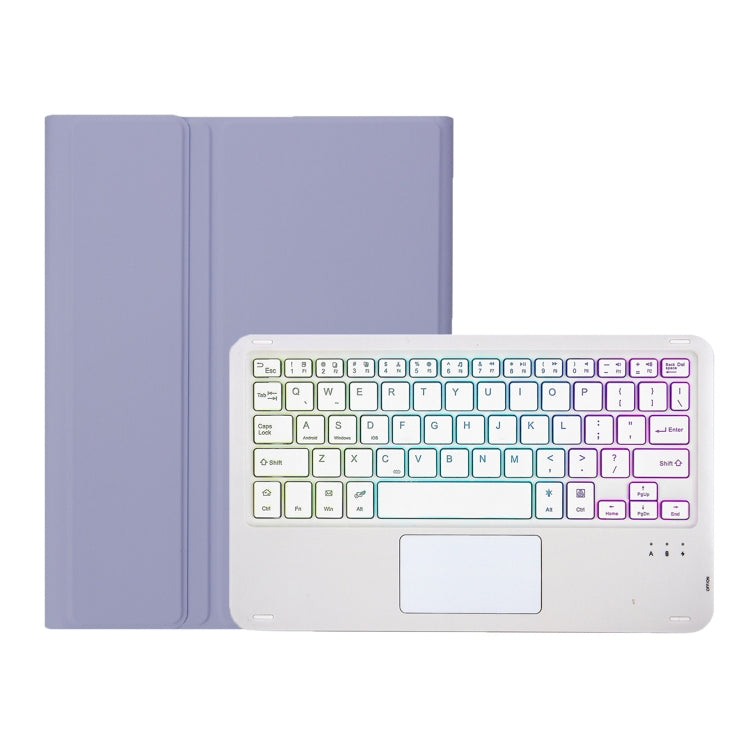 For Samsung Galaxy Tab S8 / S7 A700B-AS Candy Color Backlight Bluetooth Keyboard Leather Tablet Case(Purple)