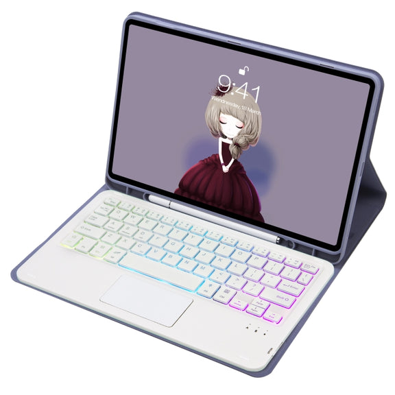 For Samsung Galaxy Tab S8 / S7 A700B-AS Candy Color Backlight Bluetooth Keyboard Leather Tablet Case(Purple)