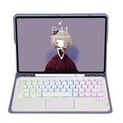For Samsung Galaxy Tab S8 / S7 A700B-AS Candy Color Backlight Bluetooth Keyboard Leather Tablet Case(Purple)
