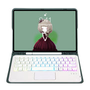 For Samsung Galaxy Tab A8 10.5 (2021) A08B-AS Candy Color Backlight Bluetooth Keyboard Leather Tablet Case(Dark Green)