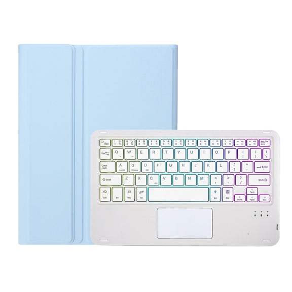 For Samsung Galaxy Tab A8 10.5 (2021) A08B-AS Candy Color Backlight Bluetooth Keyboard Leather Tablet Case(White Ice)
